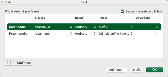 Excel sort instruction